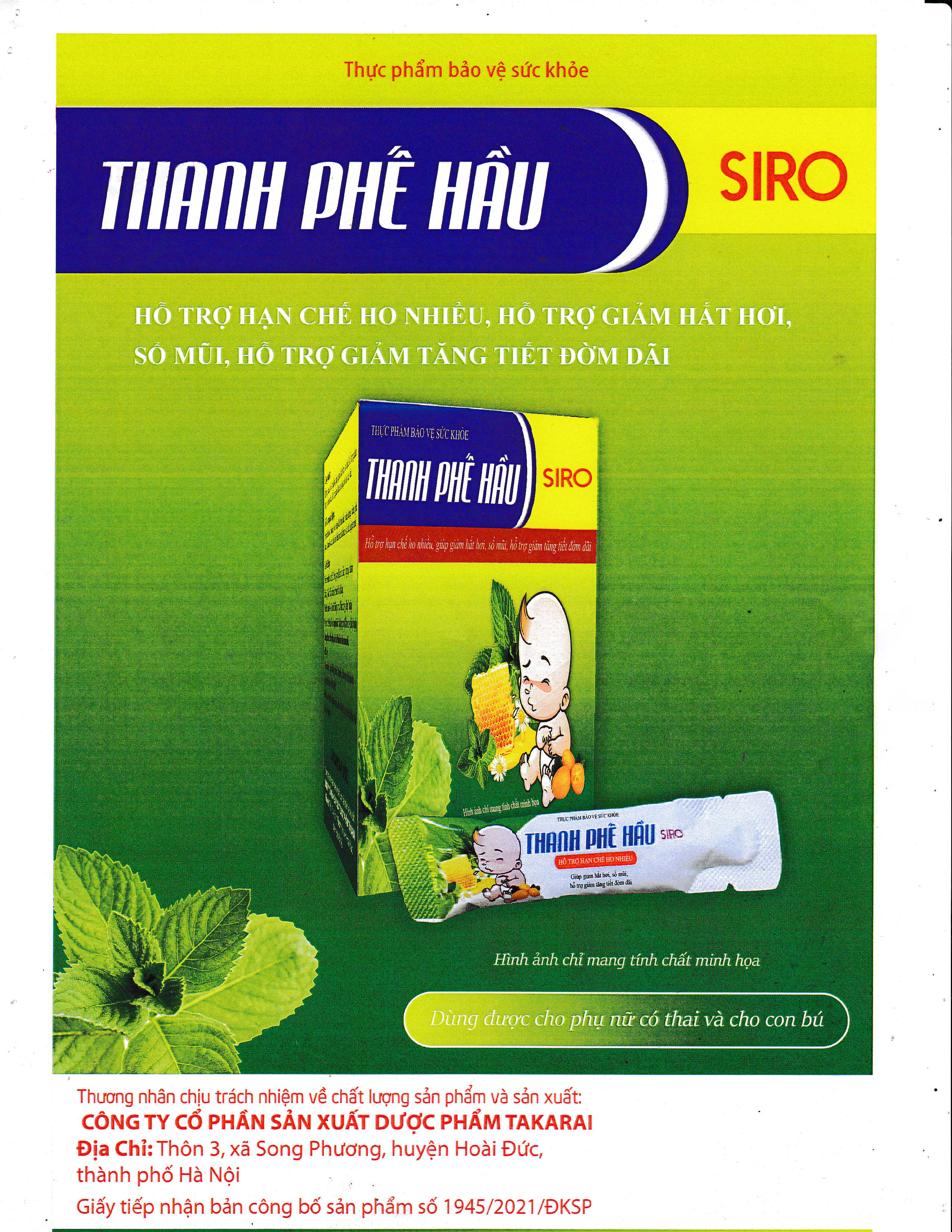 Thực phẩm bảo vệ sức khỏe THANH PHẾ HẦU SIRO
